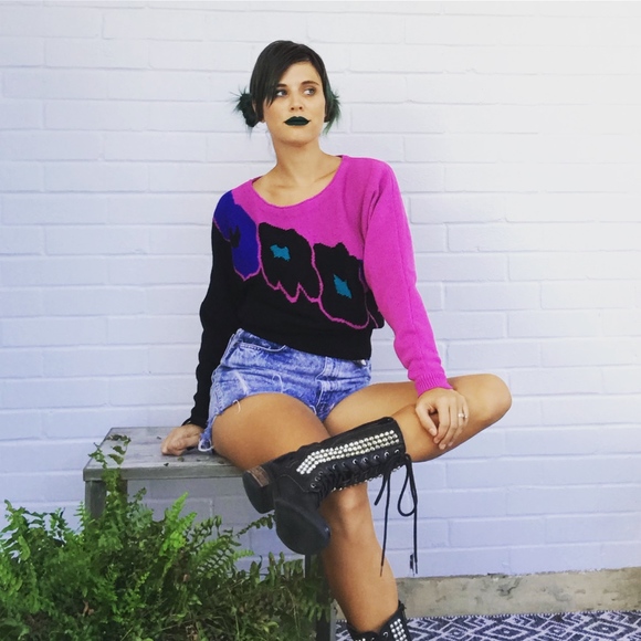 Vintage Sweaters - ❌SOLD❌Vintage 80's Pop Art Floral Sweater